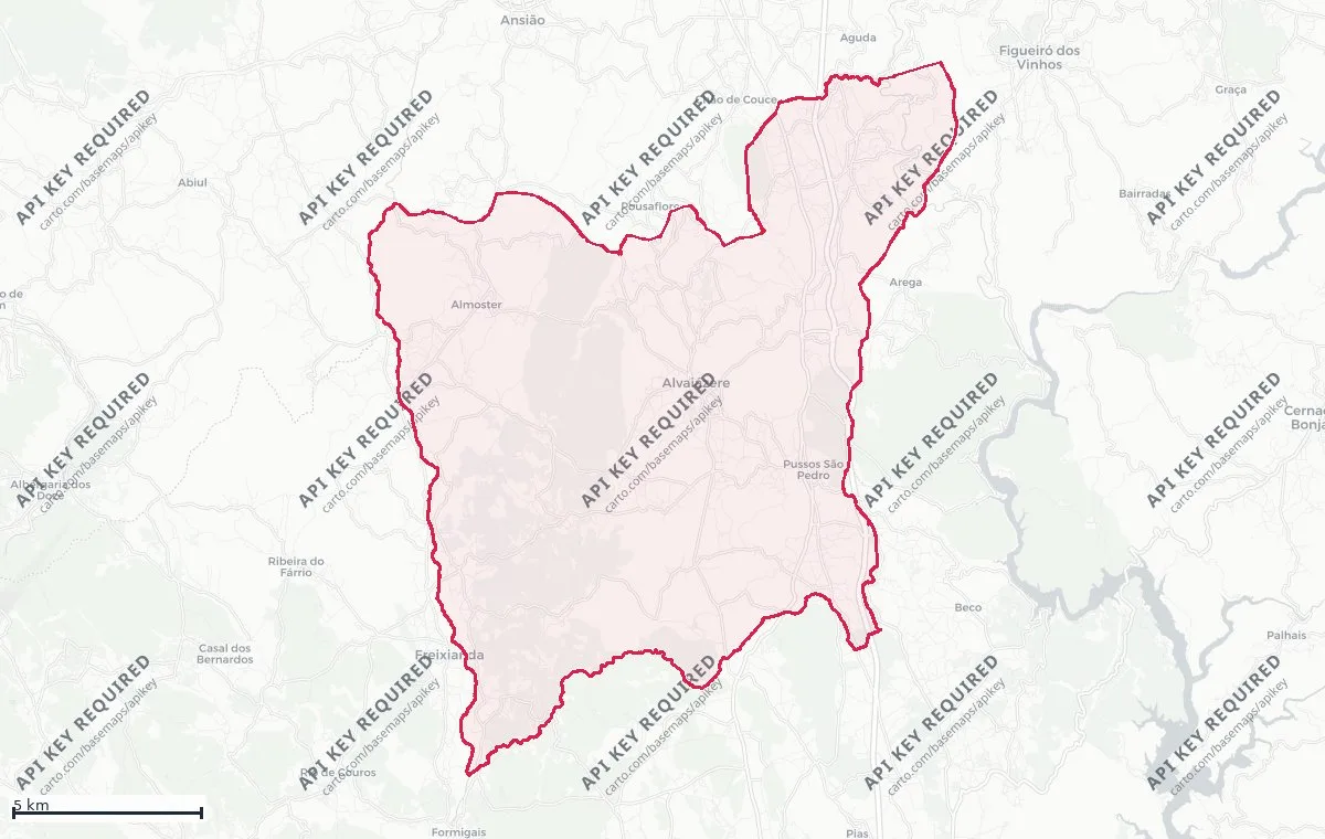 Land classification (rustic and urban) of Alvaiázere, from the DGT Land Use and Occupation Chart (CRUS)