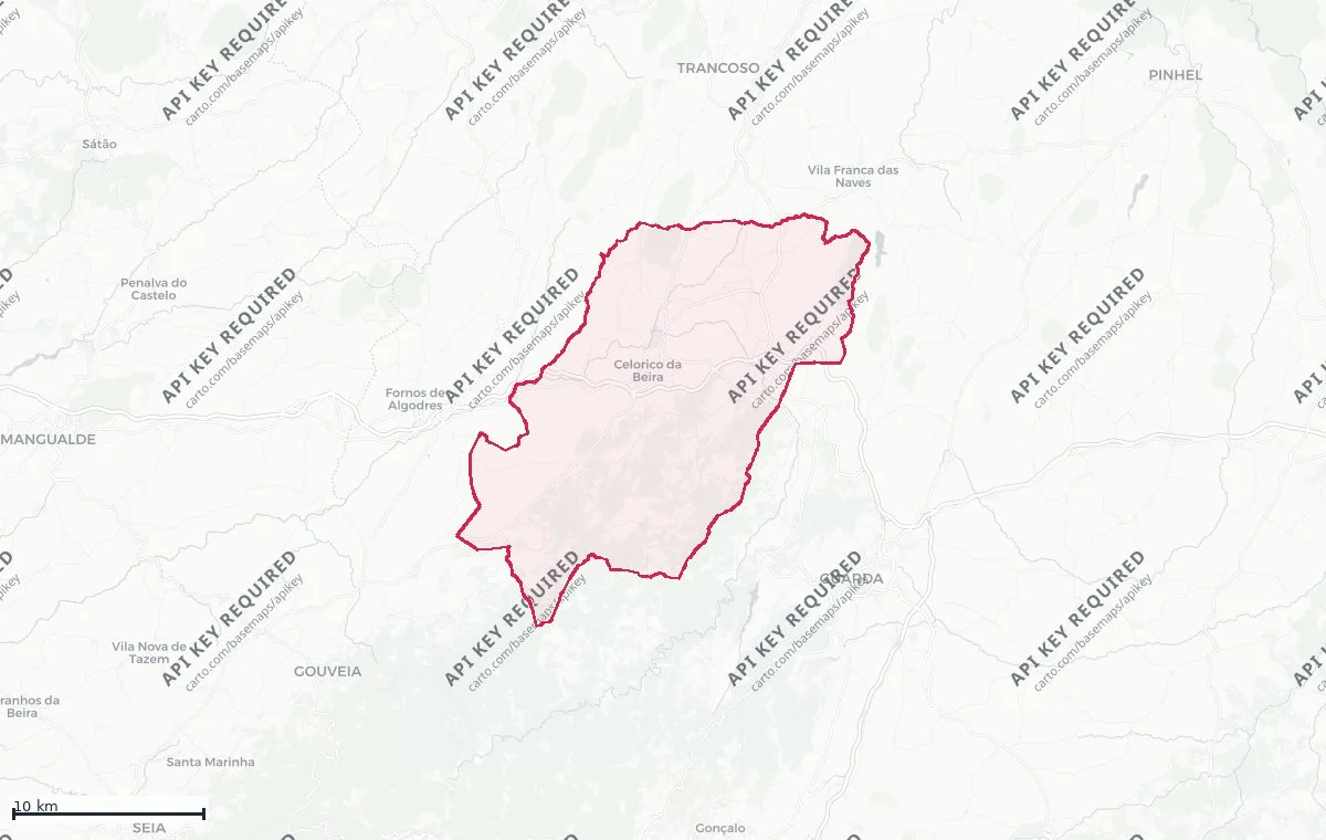 Land classification (rustic and urban) of Celorico da Beira, from the DGT Land Use and Occupation Chart (CRUS)