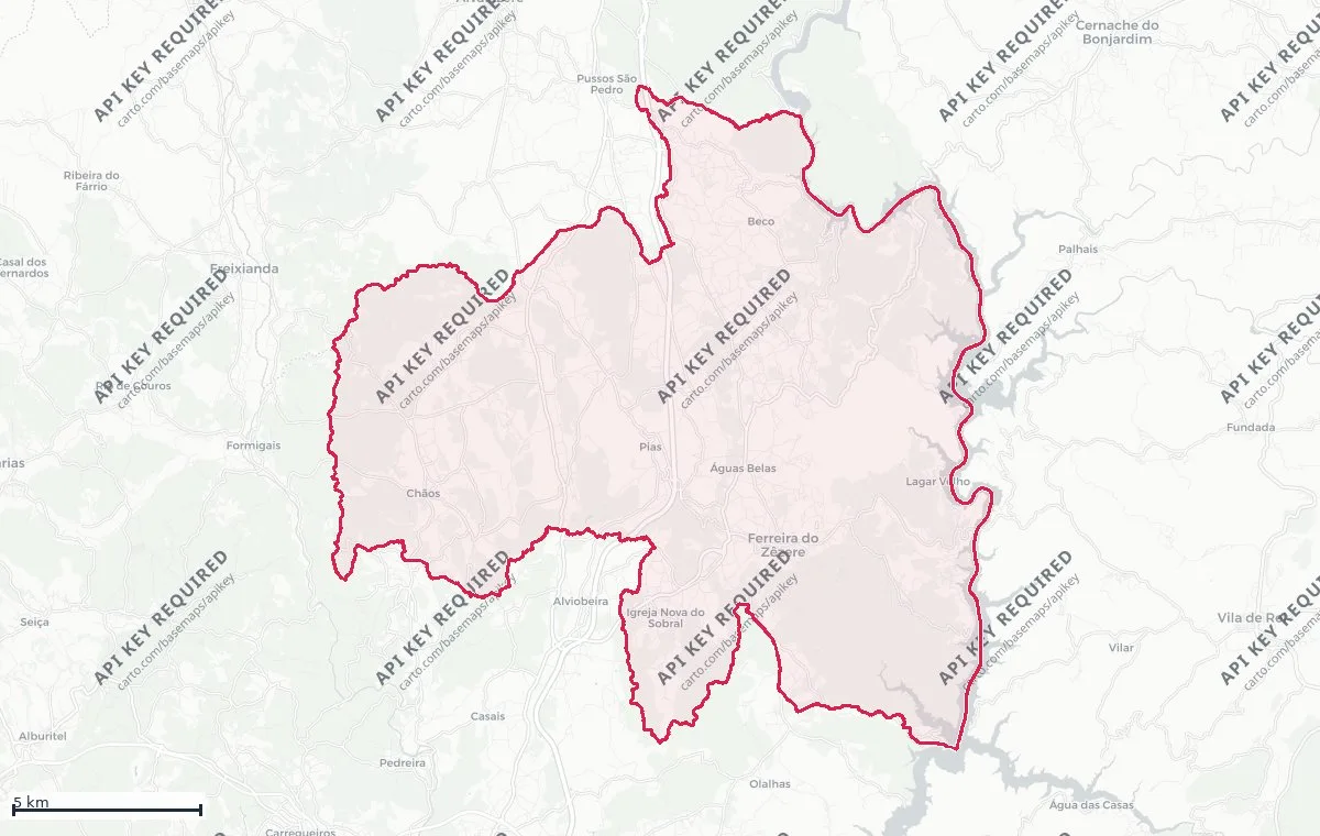 Land classification (rustic and urban) of Ferreira do Zêzere, from the DGT Land Use and Occupation Chart (CRUS)