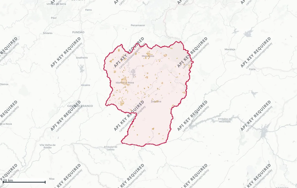 Land classification (rustic and urban) of Idanha-a-Nova, from the DGT Land Use and Occupation Chart (CRUS)