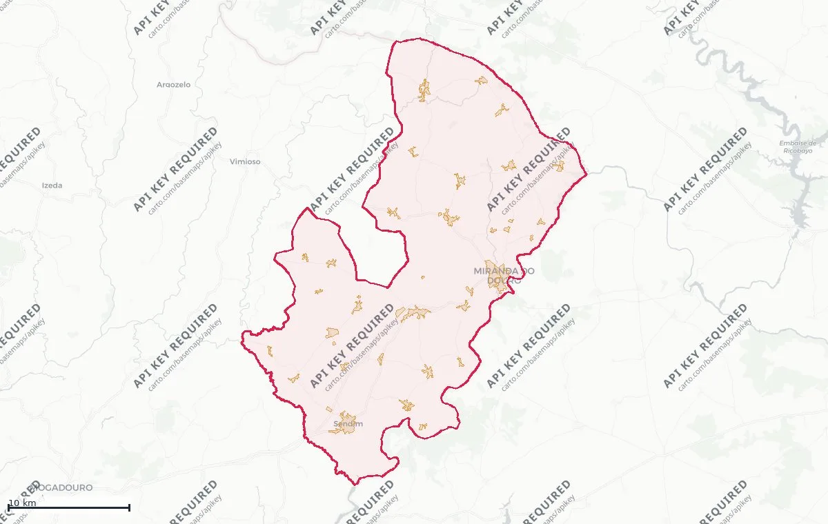 Land classification (rustic and urban) of Miranda do Douro, from the DGT Land Use and Occupation Chart (CRUS)